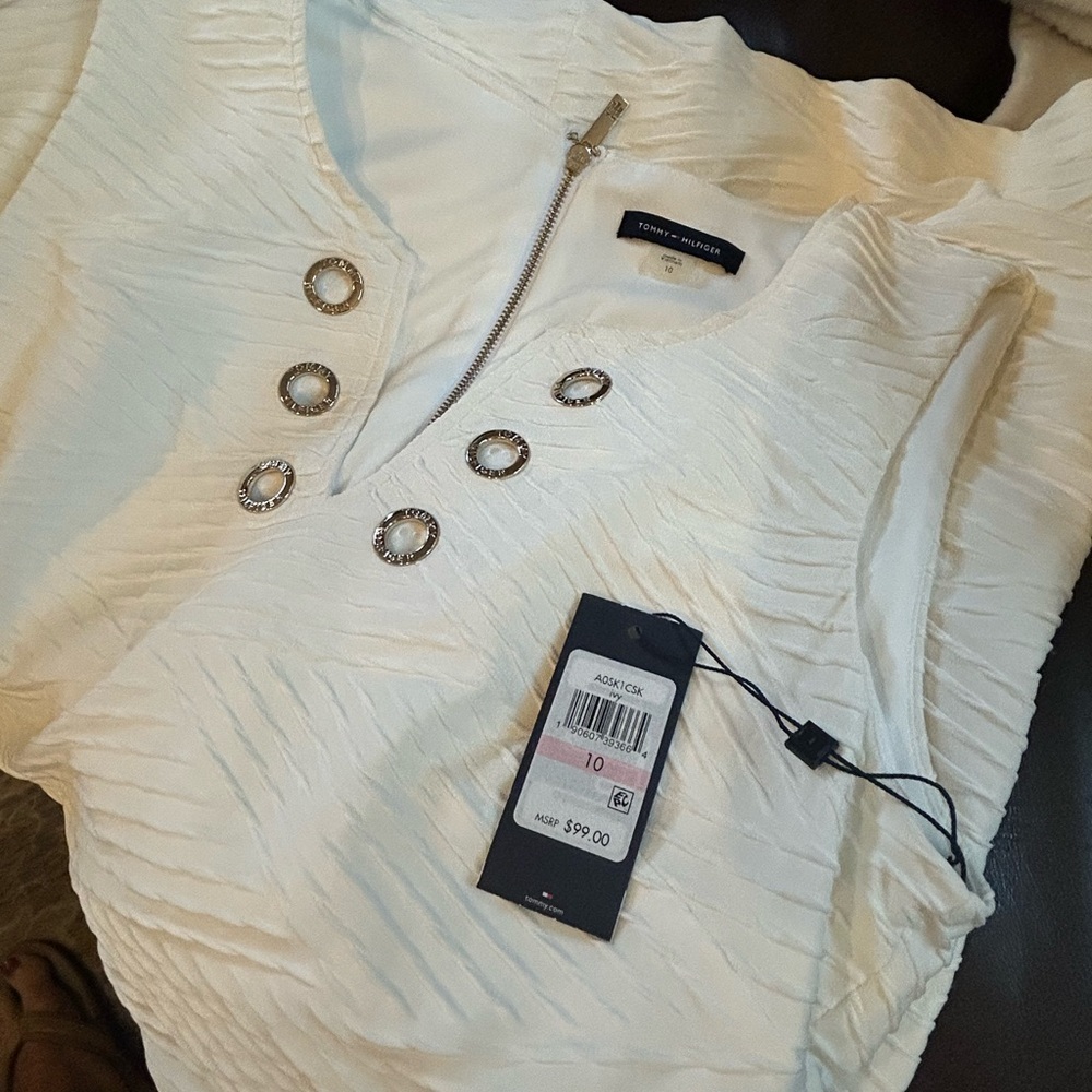NWT Tommy Hilfiger Women’s Cream Sleeveless Lined Dress - Picture 10 of 11